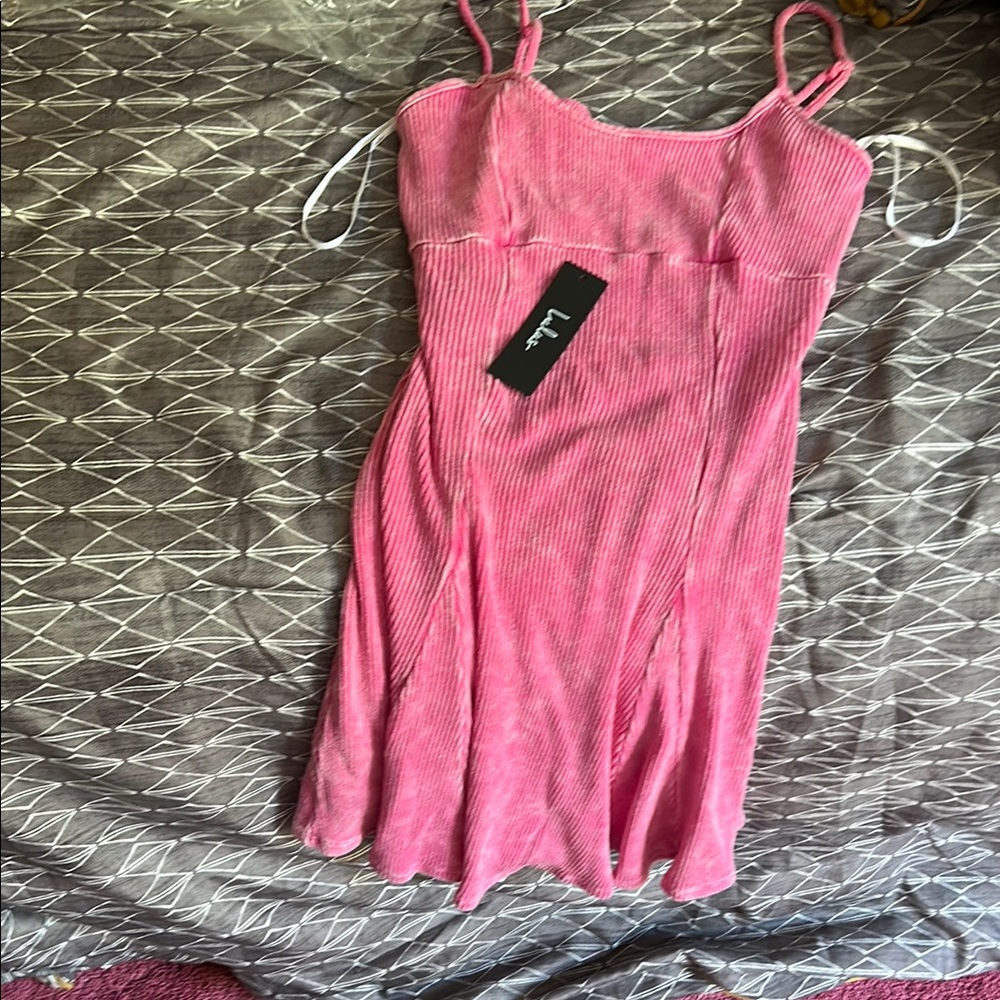 Lulu's Pink Slip Mini Dress Spaghetti Strap Sleeveless